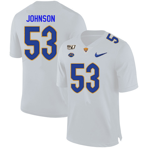 2019 Men #53 Dorian Johnson Pitt Panthers College Football Jerseys Sale-White